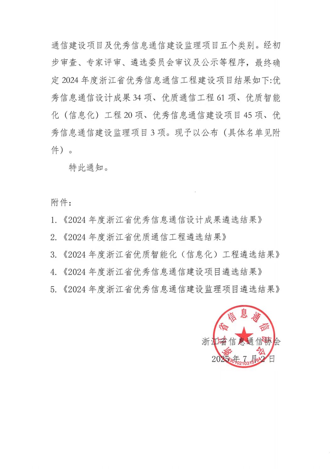 縱橫通信五項(xiàng)工程斬獲浙江省 2024 年度優(yōu)秀信息通信工程大獎(jiǎng)-杭州縱橫通信股份有限公司